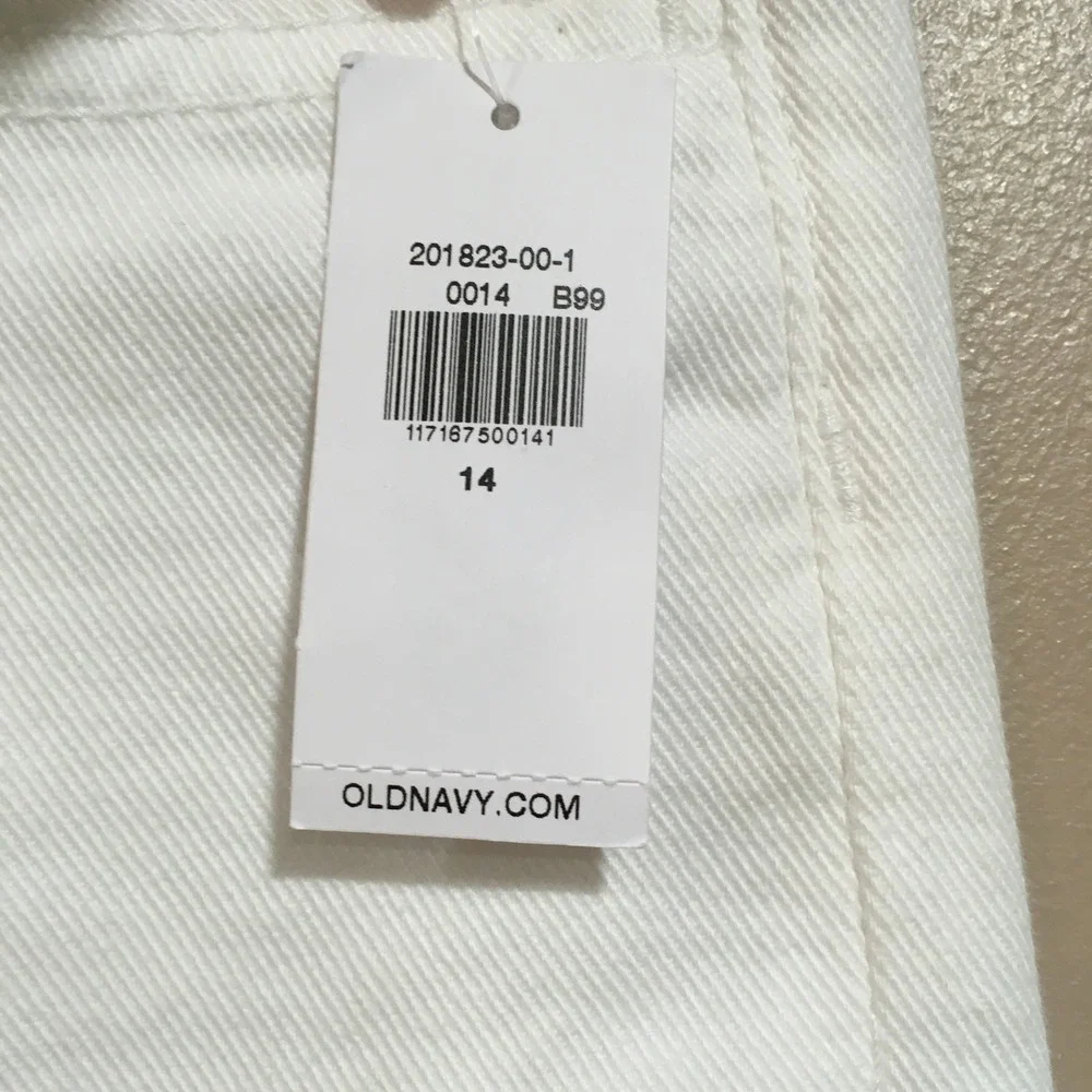 Old Navy Raw Hem Cuffed Denim Shorts Girls 14 White Casual Coastal Vacation NEW